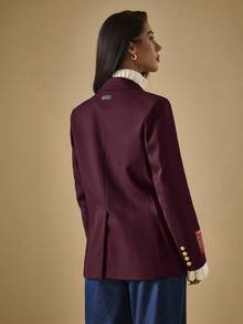 Briarwyn Fashionable & Elegant Double-Breasted Suit Jacket For Commuting - Burgundy - View 2