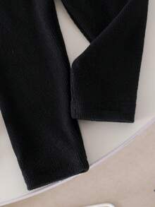 2pcs Toddler Girls' Leopard Print Long Sleeve Cardigan And Solid Ribbed Pants Set, Casual Outfit For Spring/Autumn