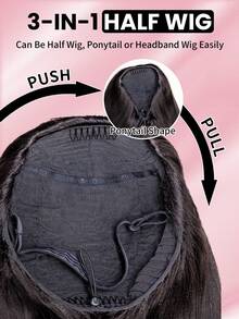 Wear Go 半头假发 Yaki 直发 灵活贴合 三合一半头假发 带抽绳 自然发际线 无痕 新手友好 即戴即用 无胶真人发假发 预先拔毛发际线 180% 密度 14-16 英寸波波头 18-26 英寸常规款 自然色 - SNatural - 查看 8