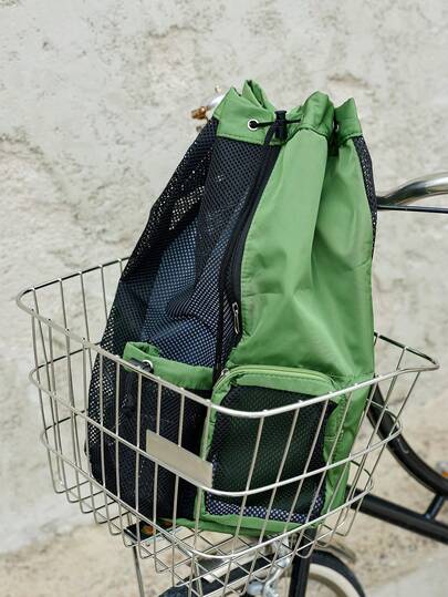 Cirelle Simväska, ryggsäck med dragsko i mesh med våtficka, strandväska, träningsväska för gym, förvaringsväska för sport, handväska och axelväska