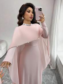 Rafferiza 优雅派对水钻装饰披肩晚礼服 - 粉色 - 查看 6