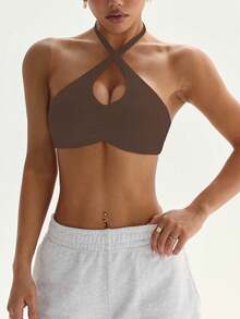 Dewbera Damen Sport-BH mit geraffter Halterung am Ausschnitt, abnehmbare gepolsterte Kreuzträger, geeignet für täglichen Lässig-Trag, Tennis, Yoga, Fitness und mehr