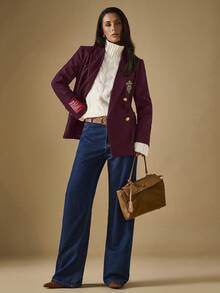 Briarwyn Fashionable & Elegant Double-Breasted Suit Jacket For Commuting - Burgundy - View 4