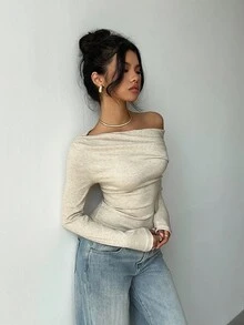 Aloruh 2 chiếc áo phông bất đối xứng thường ngày dành cho nữ có nút thắt xoắn, áo phông dài tay màu trơn để mặc hàng ngày, đi làm, ở nhà, cổ điển, cô gái dịu dàng, trở lại trường, tủ đồ mùa thu; đơn giản, thời trang; ấm cúng, sang trọng - Nhiều màu - Xem 5