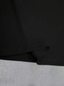SHEIN 大码修身休闲常规圆领短袖半身裙 - 黑色 - 查看 5