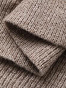 DAZY 女士宽松斗篷式圆领毛衣，休闲都市风 - 卡其色 - 查看 7