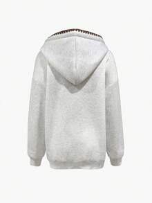 Resyla 女士咖啡色刺绣卫衣外套 - 灰色 - 查看 2