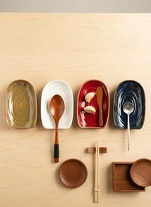 Ceramic Kitchen Utensil Holder, Spoon Rest Rack, Vintage Ceramic Soup Spoon Holder, Ladle Tray, Cookware Storage Tray, Coffee & Dessert Spoon Resting Plate, Ideal Mother's Day & Christmas Gift, Vintage Kiln-Fired Multicolor Design