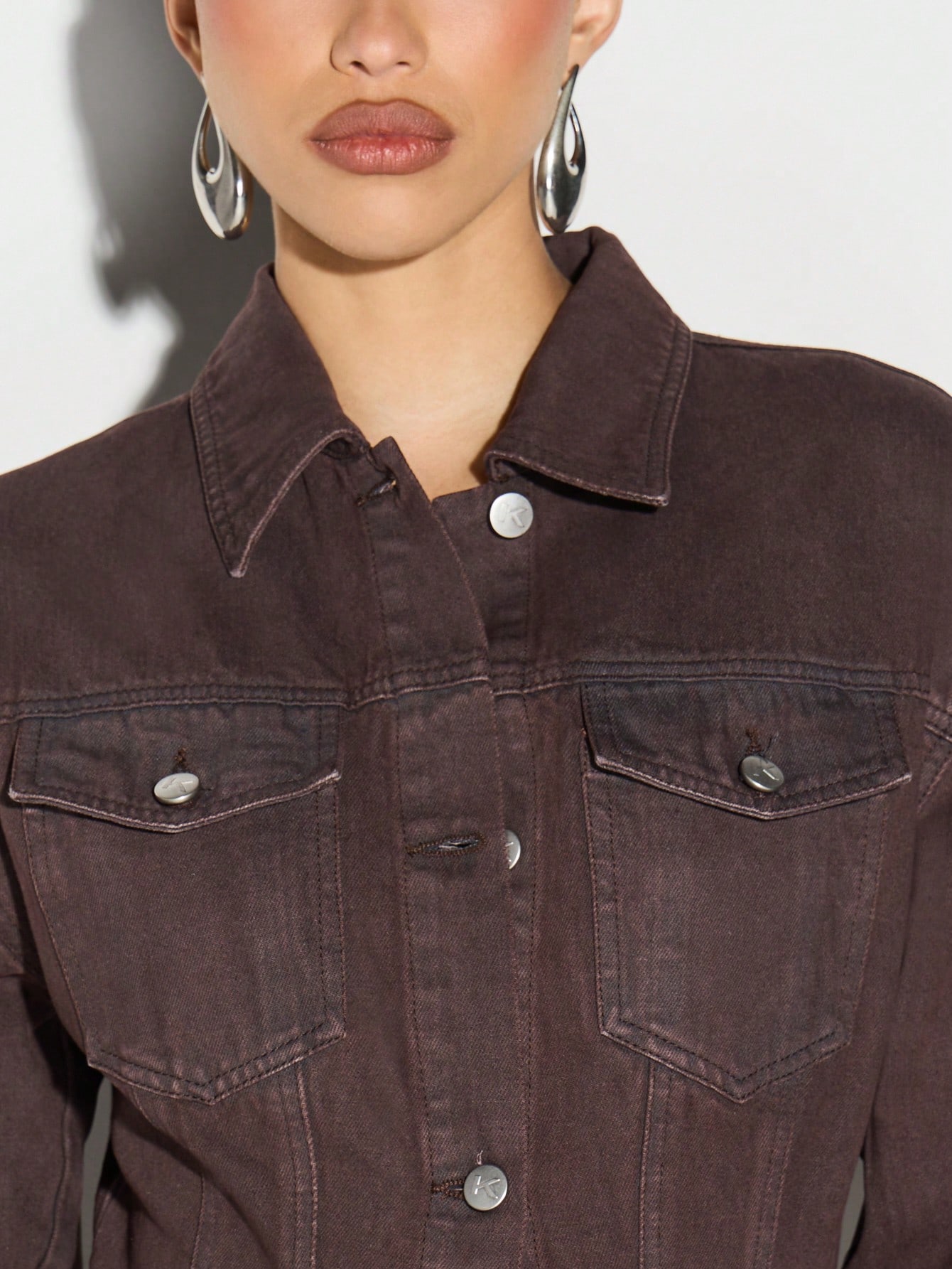 KIZN Jeans-Minikleid mit Kragen und Knopfleiste