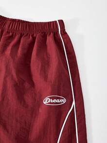 SHEIN Sparklyn 3pcs/Set Tween Girls Casual Sports Outfit, Includes Hoodie Zip-Up Crop Top, Loose Fit Sweatpants, And White Camisole Vest. Features Contrast Trim Design On Sleeves And Pant Sides, Stylish Athleisure Wear For Autumn - Burgundy - View 7