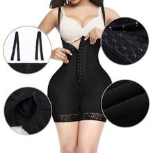 Faja Colombianas Body Shaper Cremallera Open Bust Body, Pantalones de Soporte Abdominal Posparto Faja Moldeadora Femenina, con Cierre Ajustable de Corchetes para un Efecto , Lifting de Glúteos y Detalles de Encaje, Una Opción Moderna para Las Mujeres, Adecuada Para El Entrenamiento Físico y El Uso Diario - Negro - Ver 1