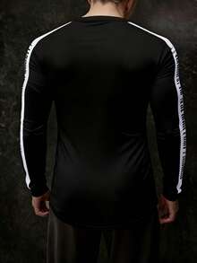 Manfinity Sport PWRUP 男士撞色圆领字母印花时尚长袖运动T恤