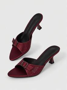 Sleekvia Women's Strap High Heel Slide Sandals, Summer New Arrival - Burgundy - View 2