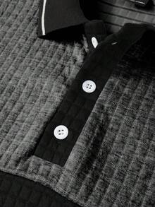 Manfinity Homme Men's Contrast Color Casual Long Sleeve Pullover Sweatshirt Polo Shirts For Men Long Sleeve Rugby Shirt Polo Polo Sweater Men S Knit Shirt Old Money,Daily Leisure, Weekend Trips, Outdoor Activities, Travel Expeditions, Relaxed Work Environments Or Semi-Formal Occasions, Boyfriend/Husband Gift, Anniversary /Birthday Gift Party Christmas New Years - Multicolor - View 5