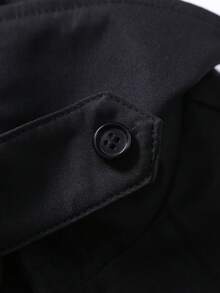 STYNVO 男士休闲时尚街头风日常通勤简约纯色拉链衬衫，春秋季 - 黑色 - 查看 7