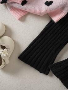 SHEIN 2 件套女婴可爱波尔卡圆点长袖毛衣和松紧腰裤套装，休闲秋冬 - 粉色 - 查看 3