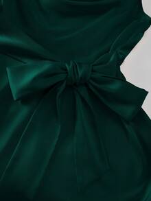 GlowEve CURVE Váy không tay thanh lịch cho nữ cỡ lớn có nơ thắt eo - Màu xanh lá cây đậm - Xem 4