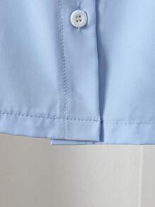 SHEIN Playful Pals Girls Elegant Embroidered Ruffle Collar Princess Blue Long Sleeve Button-Front Casual Fashion Princess Shirt, Suitable For School, Vacation, Travel, Birthday Party, Spring/Autumn - Blue - View 5