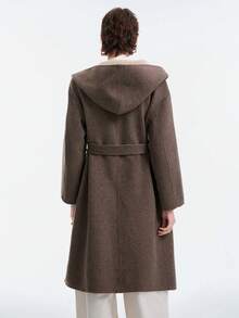 Aalyst 女士连帽系带宽松羊毛混纺长袍，优雅百搭，适合派对、万圣节、圣诞节、新年、感恩节、冬季等场合。 - 卡其色 - 查看 10