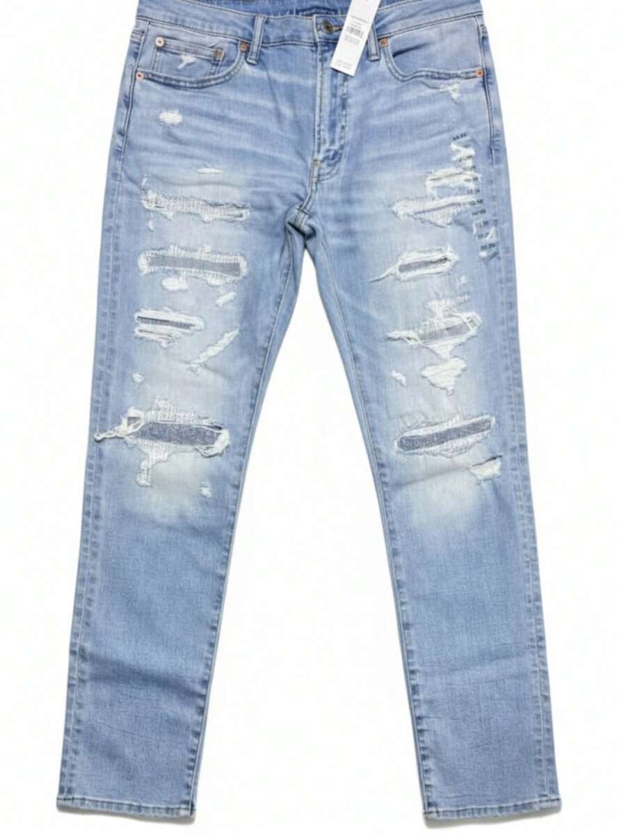 Atlético Skinny Fit Desgaste Moderado Denim Elástico Corte Ceñido - Azul claro - Ver 1