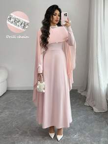 Rafferiza 优雅派对水钻装饰披肩晚礼服 - 粉色 - 查看 7