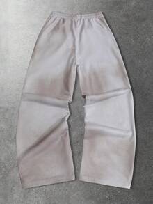 ROMWE MEN Calça de moletom masculina com estampa digital, moderna para o dia a dia. - Castanho - Ver 2