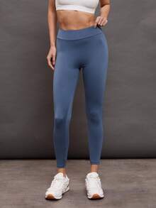 Activina Women's Solid Color High Waist Flip Pocket Sports Leggings - Blue - View 2