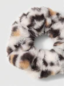 ROMWE Kawaii 2个/套 时尚复古豹纹蓬松发圈，韩版精致优雅，适合女性日常佩戴，节日礼物 发绳 马尾发圈 发圈 发绳 - 米白色-37 - 查看 7