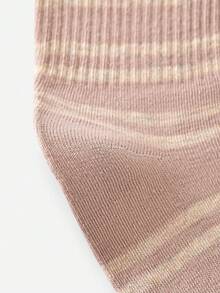 LUVLETTE 5 Pairs Autumn/Winter Warm Striped Mid-Calf Socks, Wool Blend Knee High Socks - Multicolor - View 6