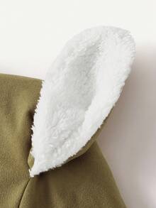 Cozy Pixies 1件裝加厚可愛兔耳嬰兒帽，保暖柔軟舒適，適合新生兒日常配戴 - 軍綠色 - 查看 3
