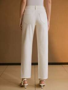 MOTF PREMIUM CLASSIC SLIM FIT TAPERED LEG JEANS WITHOUT BELT - Beige - View 3