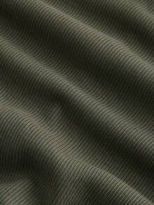 SHEIN MOD 女式优雅纯色喇叭袖收腰长裙，秋季 - 軍綠色 - 查看 3