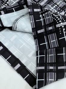 ROMWE MEN Street Life Men's Shirt With Rhinestone Plaid Pattern, Long Sleeve, Streetwear American Style - Black - View 7