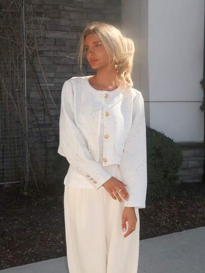 Sydney Algeri 女式金属纽扣短夹克，秋冬