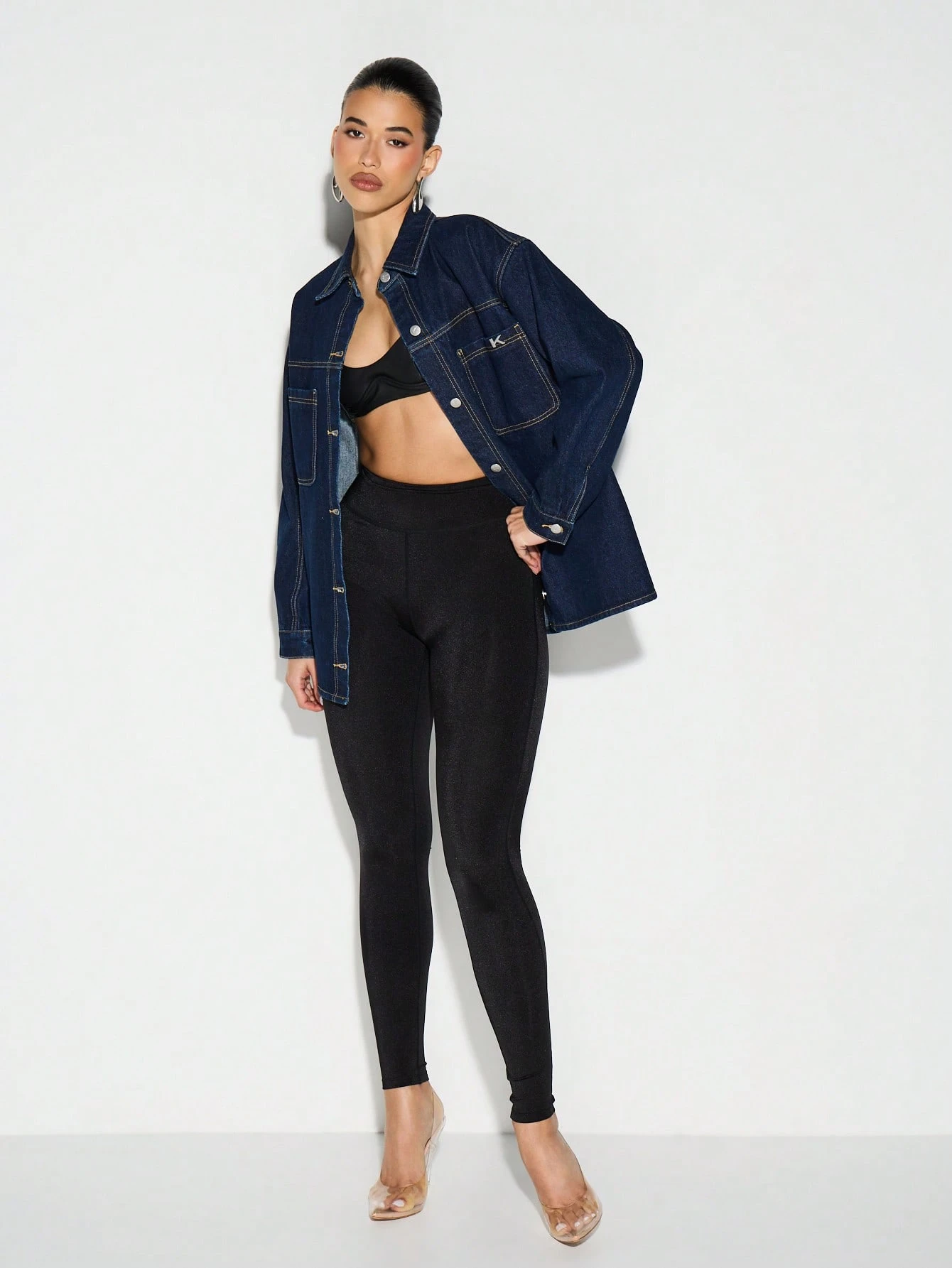 KIZN Chemise en jean oversize à boutons sur le devant