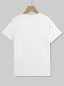 Resyla 女士心形图案圆领短袖T恤 - 白色 - 查看 2