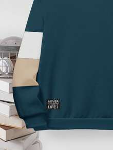 Sweat-shirt-shirt décontracté à manches longues pour adolescent, style classique avec imprimé blocs de couleurs et patchwork, ample et confortable. Imprimé graphique, convient pour l'automne/l'hiver - Multicolore - Voir 6