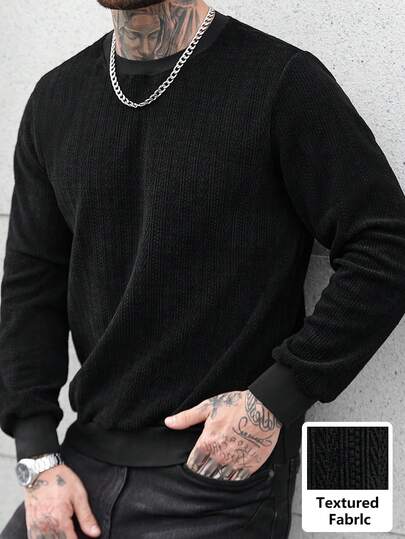 Manfinity CasualCool 男士纯色简约休闲圆领长袖套头卫衣