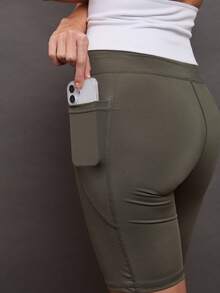 Activina 侧边手机口袋运动短裤骑行短裤氨纶短裤 - 軍綠色 - 查看 4