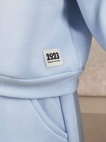 SUMWON Boys Pullover Hoodie And Joggers Set With Chest Print Brooklyn New York Graphic Long Sleeve Sweatshirt Comfortable Elastic Waist Pants Casual Coordinated Outfit Vacation - Blue - View 6