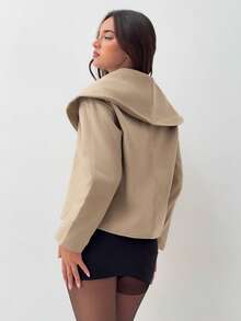 Aloruh Women's Loose Oversized Lapel Elegant Overcoat Winter - Khaki - View 2
