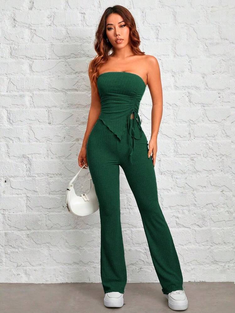Women Two-Piece Outfits - 墨綠色 - 查看 3