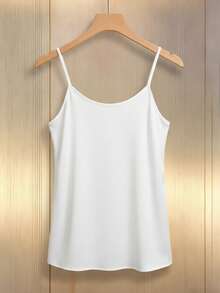 Franclia Vacation Casual Sequin Patchwork White Camisole - White - View 2