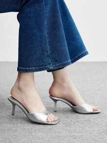 CUCCOO BIZCHIC 女士尖头细高跟银色简约优雅通勤高跟凉鞋 - 銀色 - 查看 5