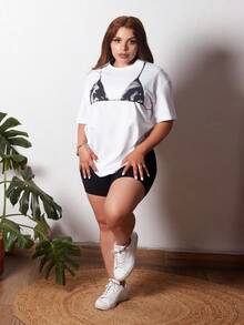 Lupita Cardoza Camiseta Feminina Casual de Gola Redonda de Manga Curta, Camiseta Gráfica, Camiseta Oversized