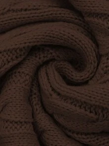 EMERY ROSE Plus Size Women Solid Color Knitted V-Neck Button Fitted Bodycon Commuter Elegant Formal Pullover Sweater Dress, Autumn/Winter - Coffee Brown - View 6