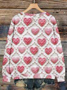 EMERY ROSE Women's Colorblock Heart Pattern Crew Neck Long Sleeve Sweatshirt - Multicolor - View 2