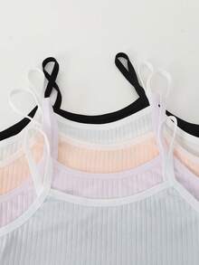 5件装纯棉无钢圈文胸，适合青少年女孩，舒适无衬垫吊带背心