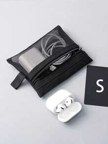 网状化妆包，带拉链，日常或旅行收纳小物件，半透明网状经典便携旅行包，化妆旅行洗漱包，透明必备品收纳包，拉链配件美甲包 - 彩色 - 查看 1