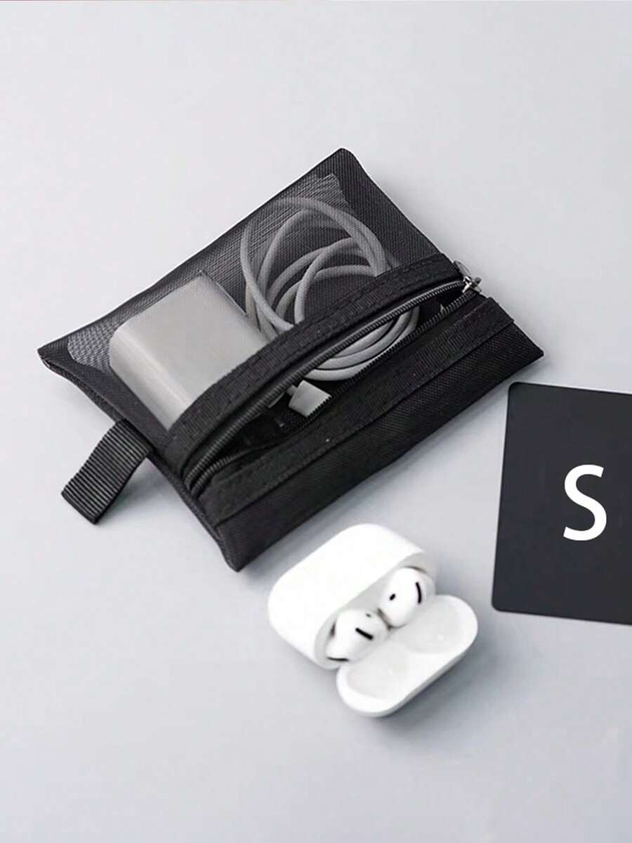 网状化妆包，带拉链，日常或旅行收纳小物件，半透明网状经典便携旅行包，化妆旅行洗漱包，透明必备品收纳包，拉链配件美甲包 - 彩色 - 查看 1